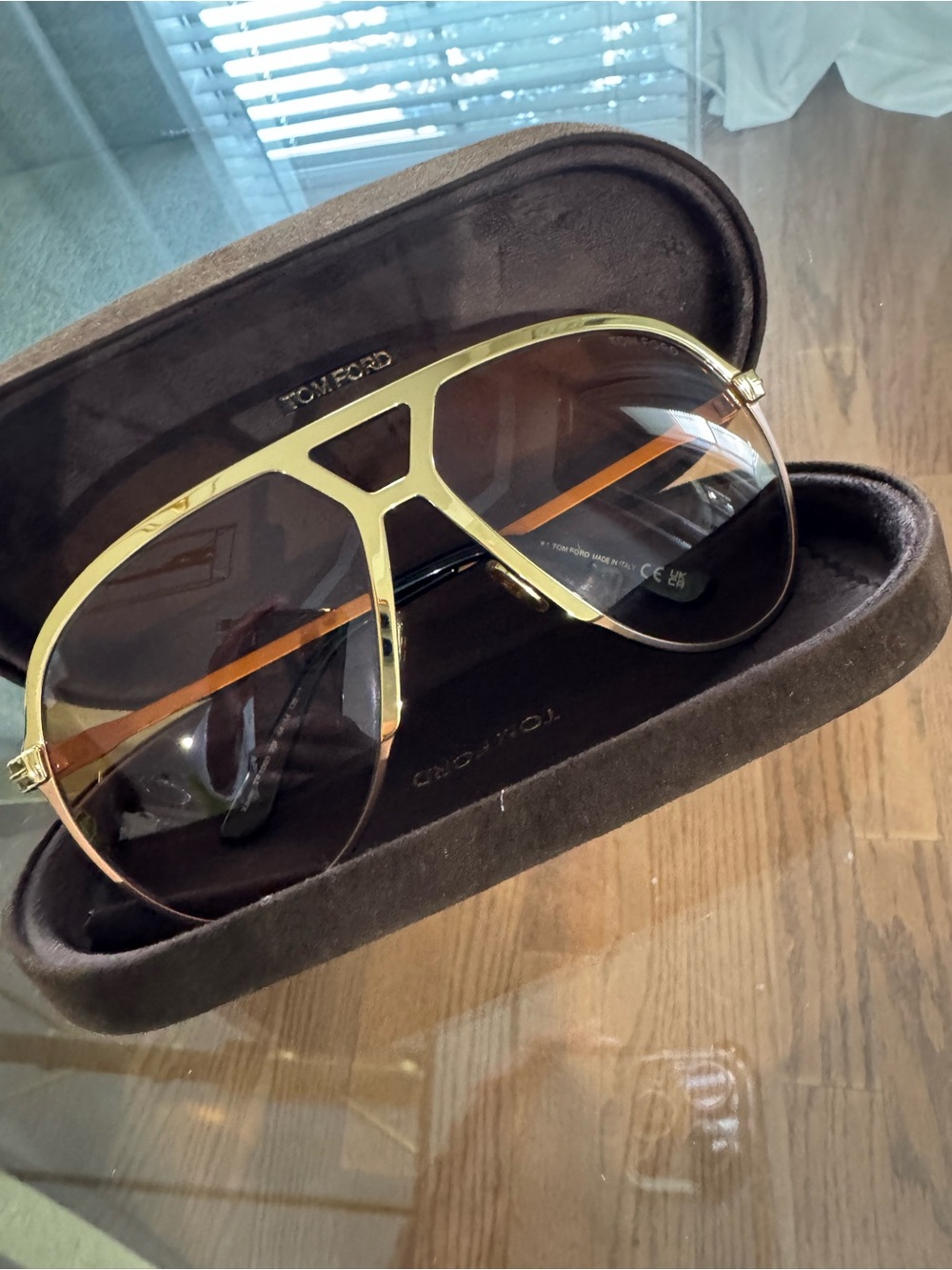 Tom Ford Gold Frame Sunglasses with Brown Gradient Lenses